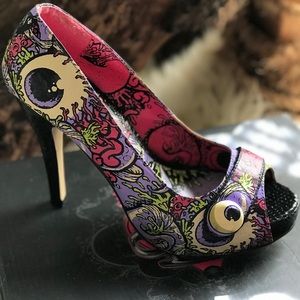 Iron fist platform peep toe heels